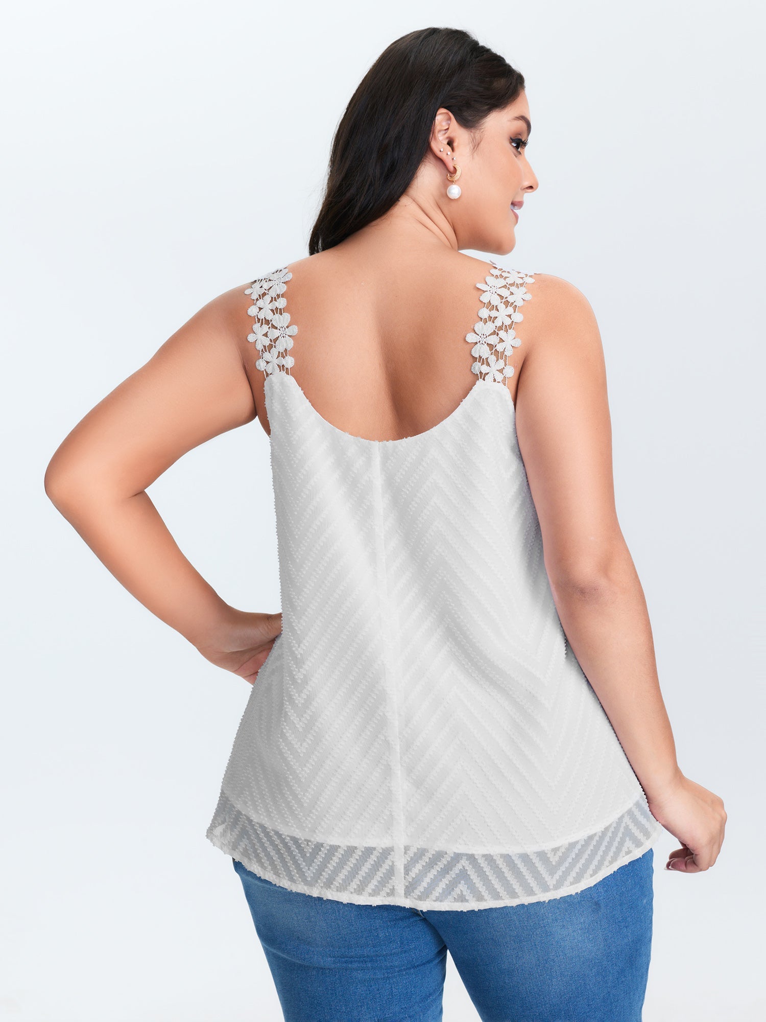 Lace Trim Flowy Tank Top