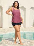 Striped Non-Removable Cups Swim Top