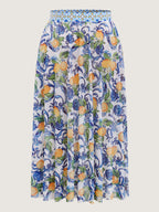 Two-Piece Citrus Print Sarong Swimsuit