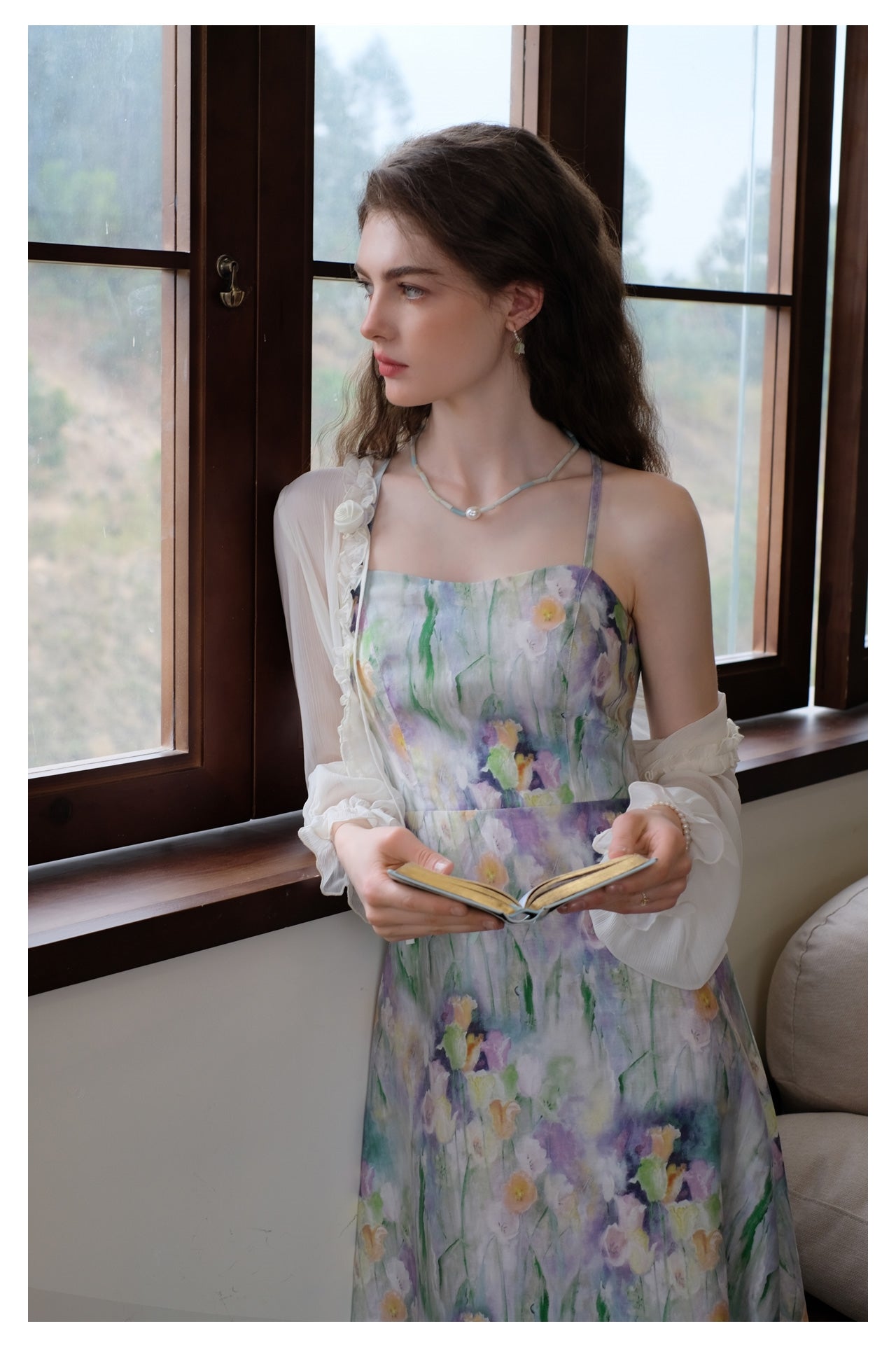 Fairy Sheer Rose Cardigan + Painting Slip Dress