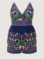 Tropical Print Pockets One-Piece Swimsuit