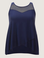 Adjustable Curvy Hem Spliced Swim Top
