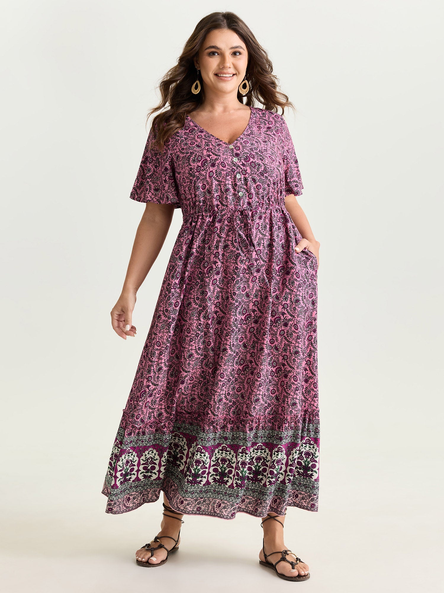 Supersoft Floral Color Contrast Print Maxi Dress