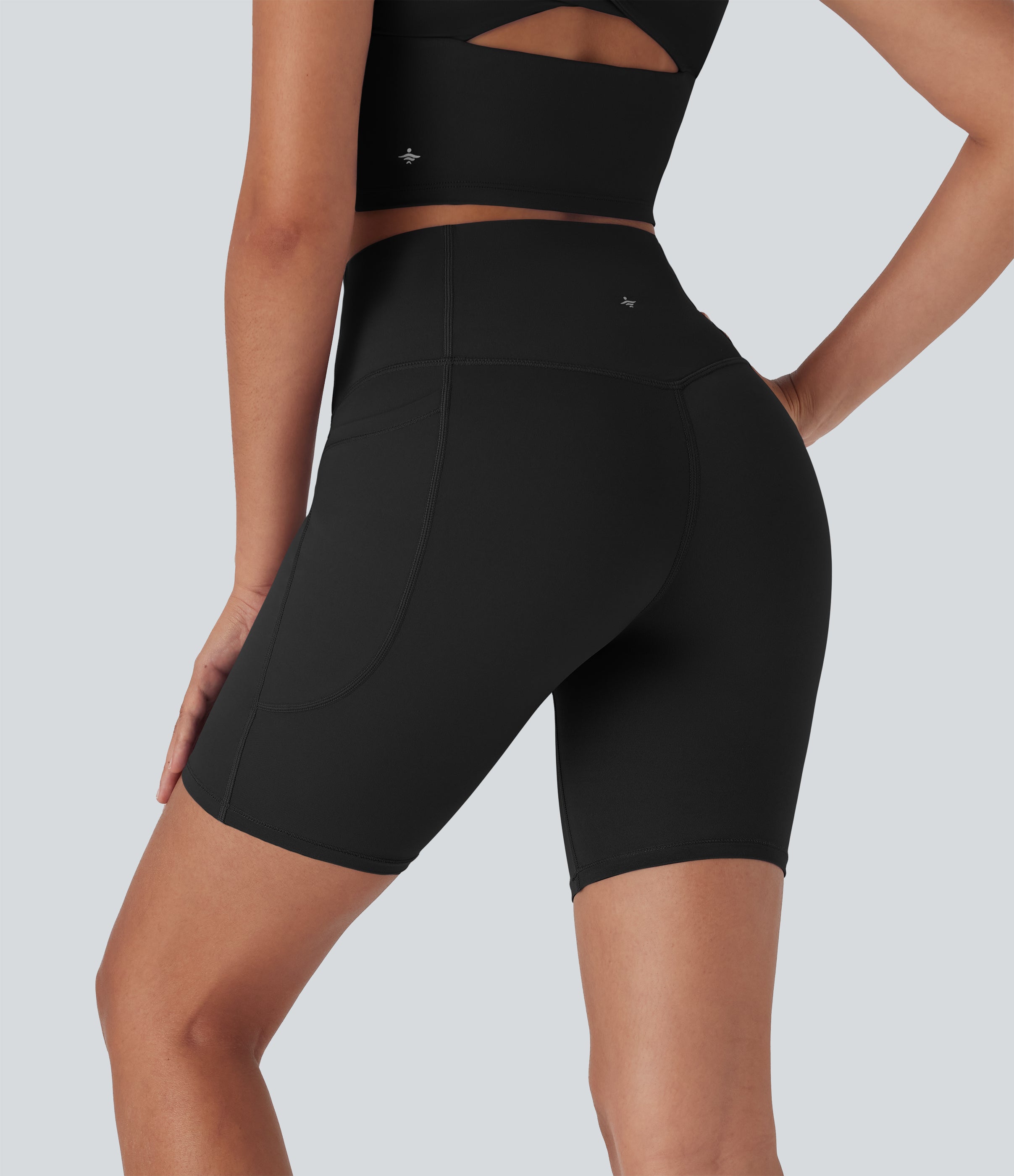 UltraSculptTM Cool Quick Dry SoCinched High Waisted Tummy Control Shaping Yoga Biker Shorts 7'' with Pockets-UPF50+
