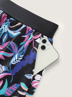 Vibrant Floral Print Pockets Swim Bottoms