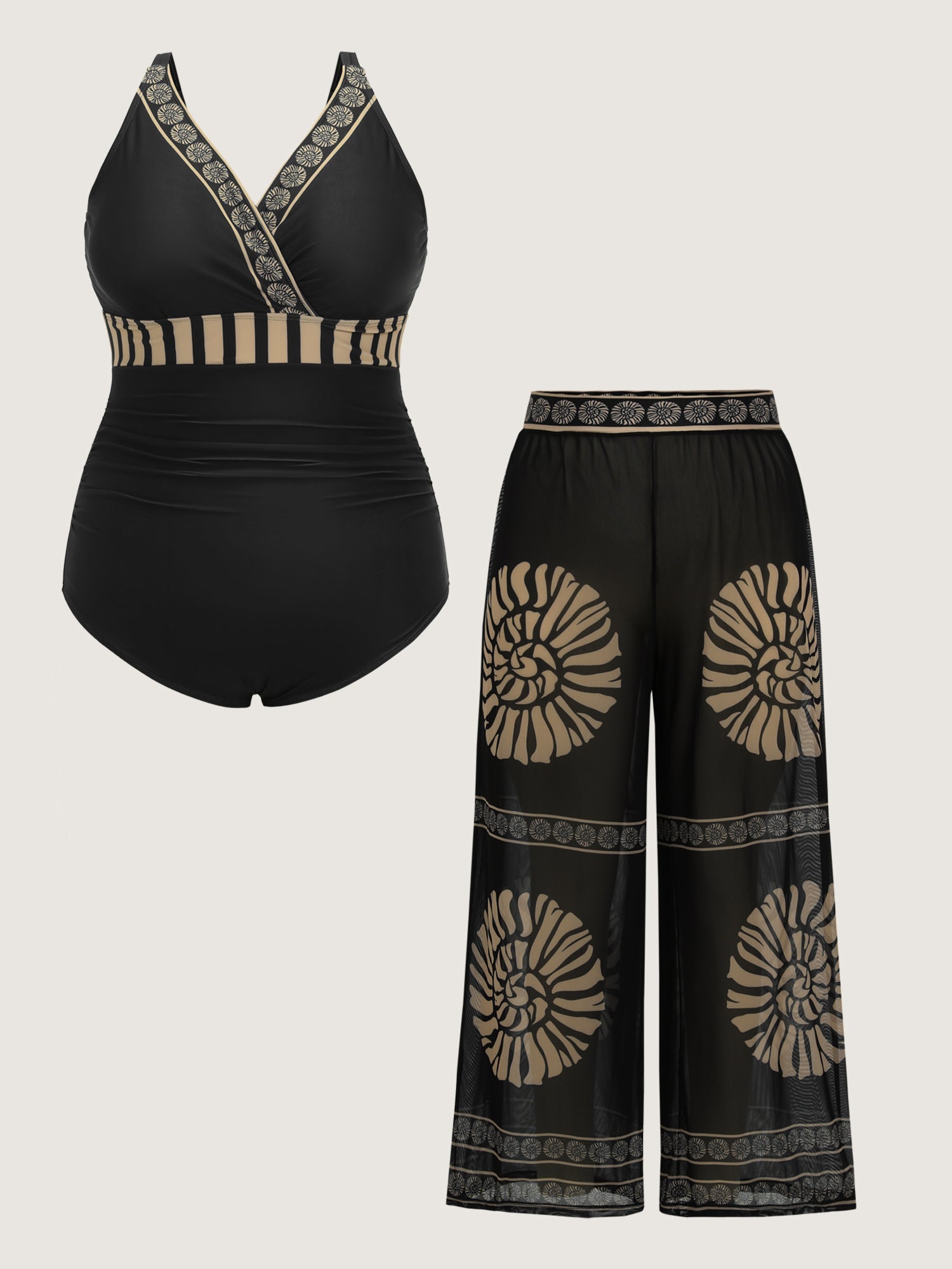 Geometric Print Two-Piece Swimsuit Set
