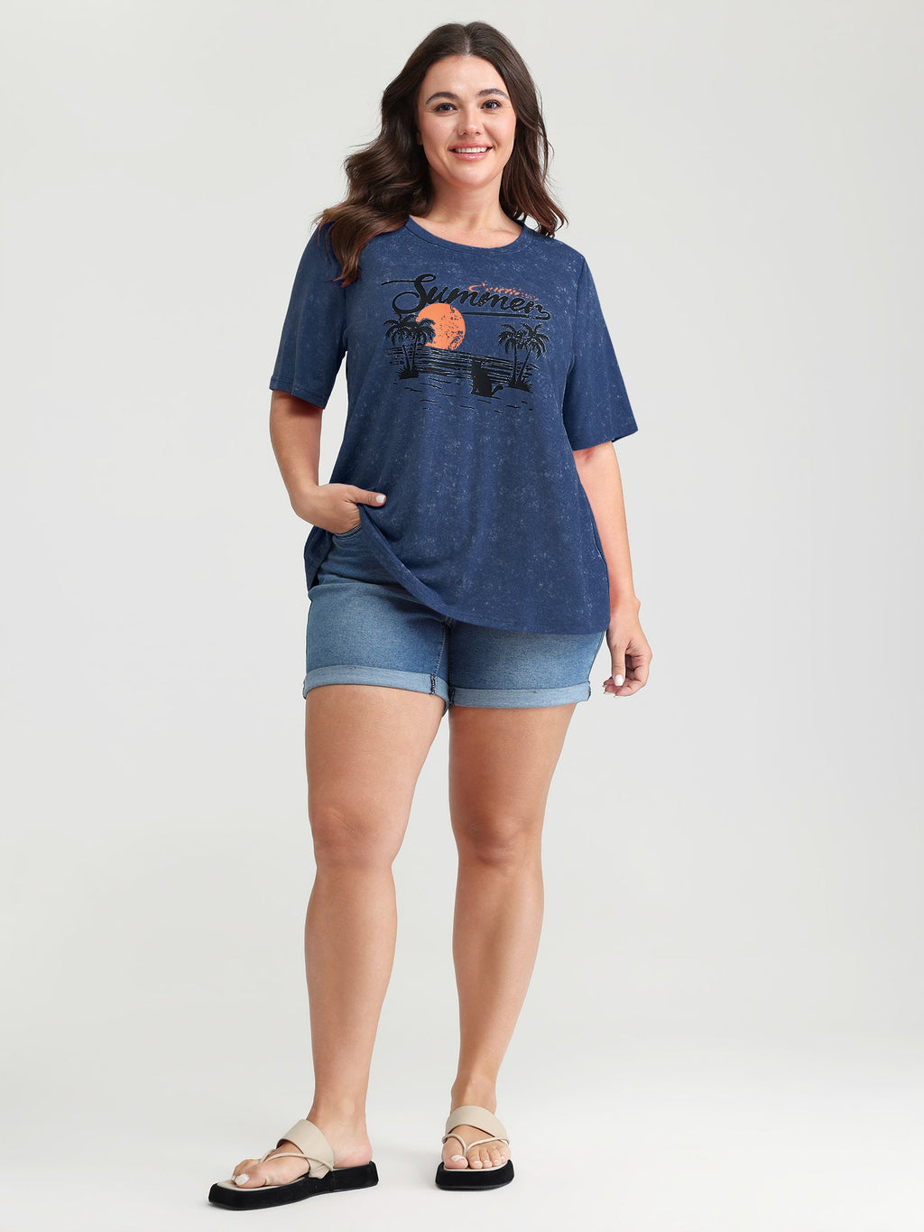 Summer-Ready Print Snowflake Effect T-Shirt