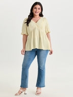 Dot Textured Ruffled Edge Blouse