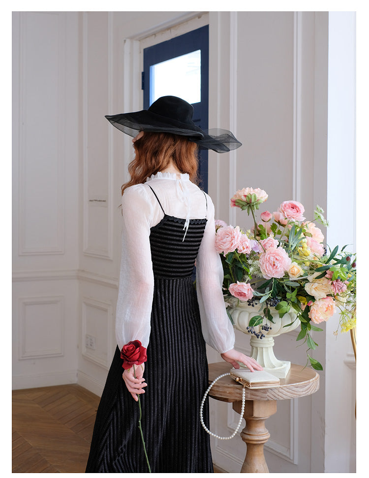 Chiffon Top & Velvet Slip Dress