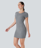 Ribbed Built-in Bra Bodycon Mini Yoga Active Dress