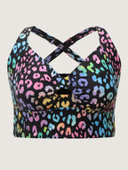 Colorful Leopard Print Cut-Out Bikini Top