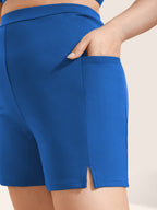 High Rise Pocket Split Side Swim Shorts