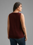 Solid V Neck Laser Cut Tank Top