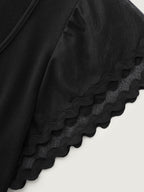 Sheer Ruffled Sleeve Square Neck Knit Top