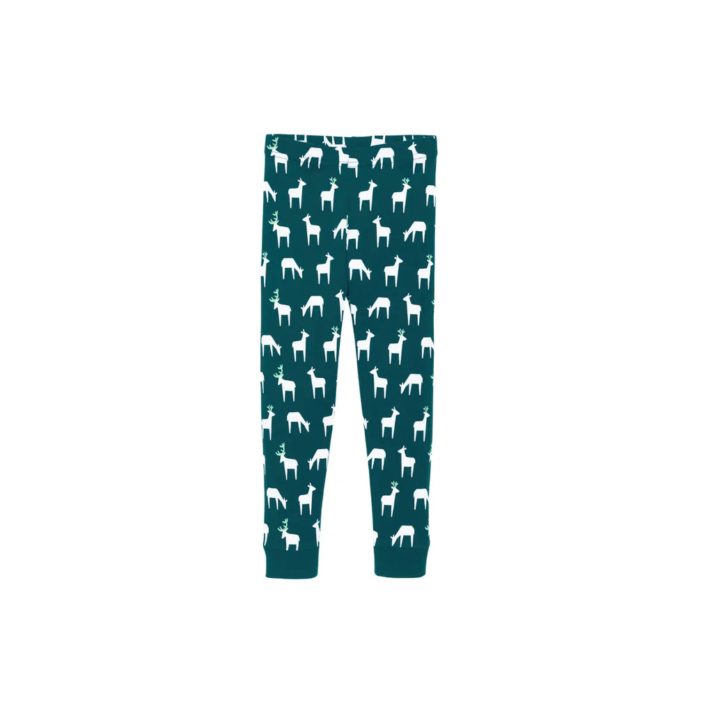 Christmas Family Matching Pajamas-Dark Green&Deer Patterned Pjs Set with "Family Christmas 2025" Slogan Print
