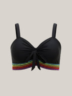 Colorful Webbed Knotted Front Bikini Top