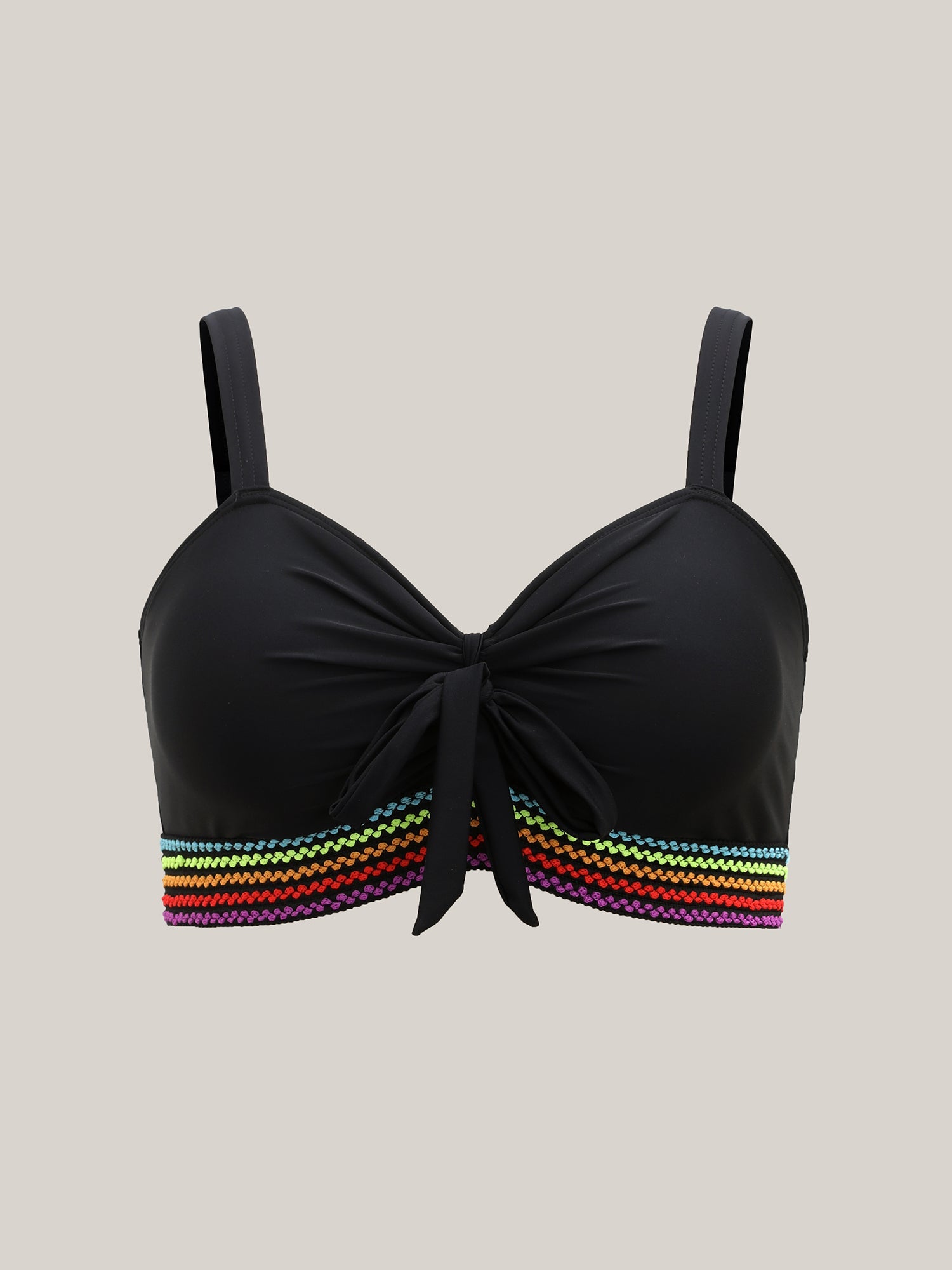 Colorful Webbed Knotted Front Bikini Top