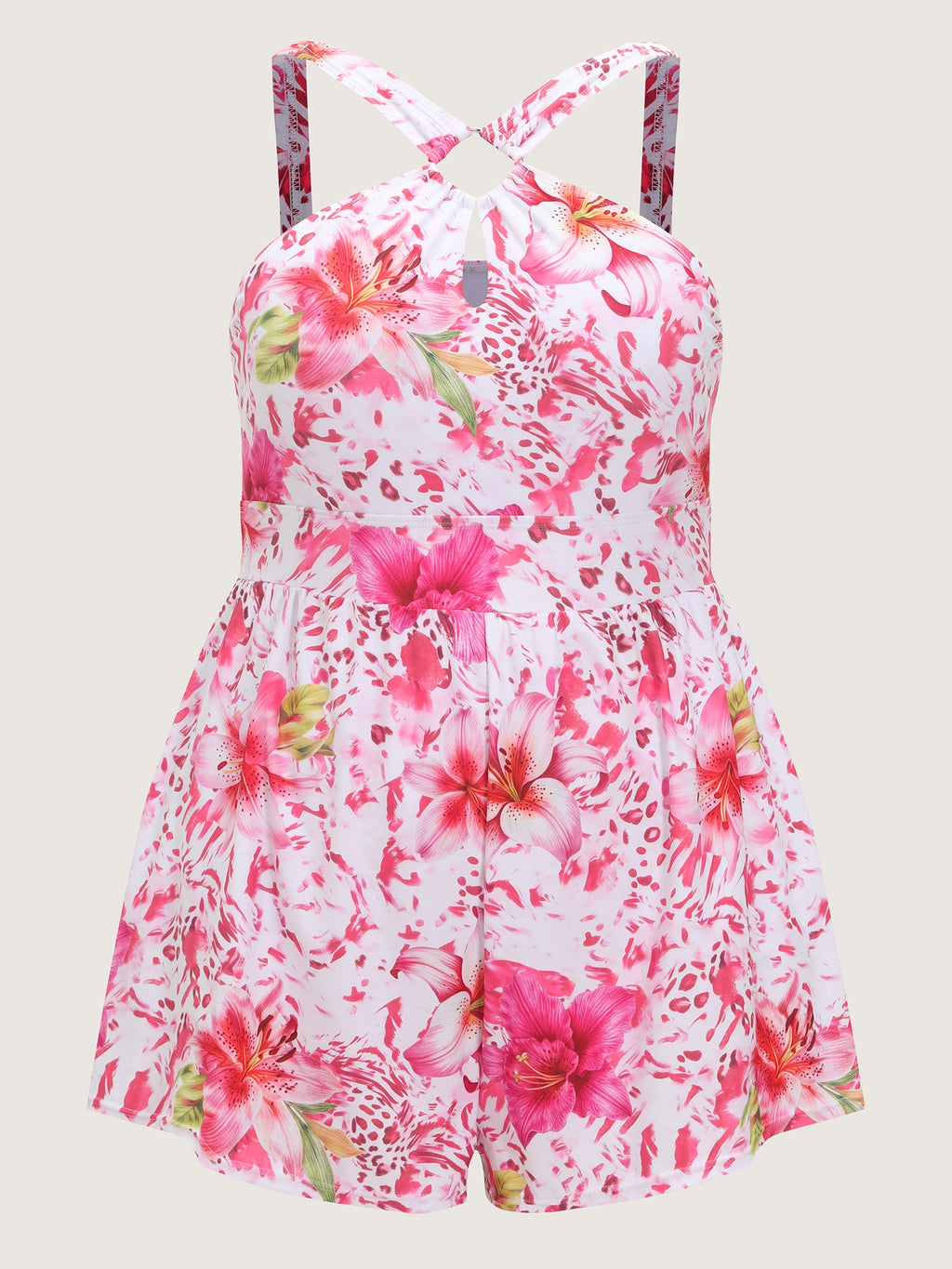 Floral Confidence Halter Neckline One-Piece Swim