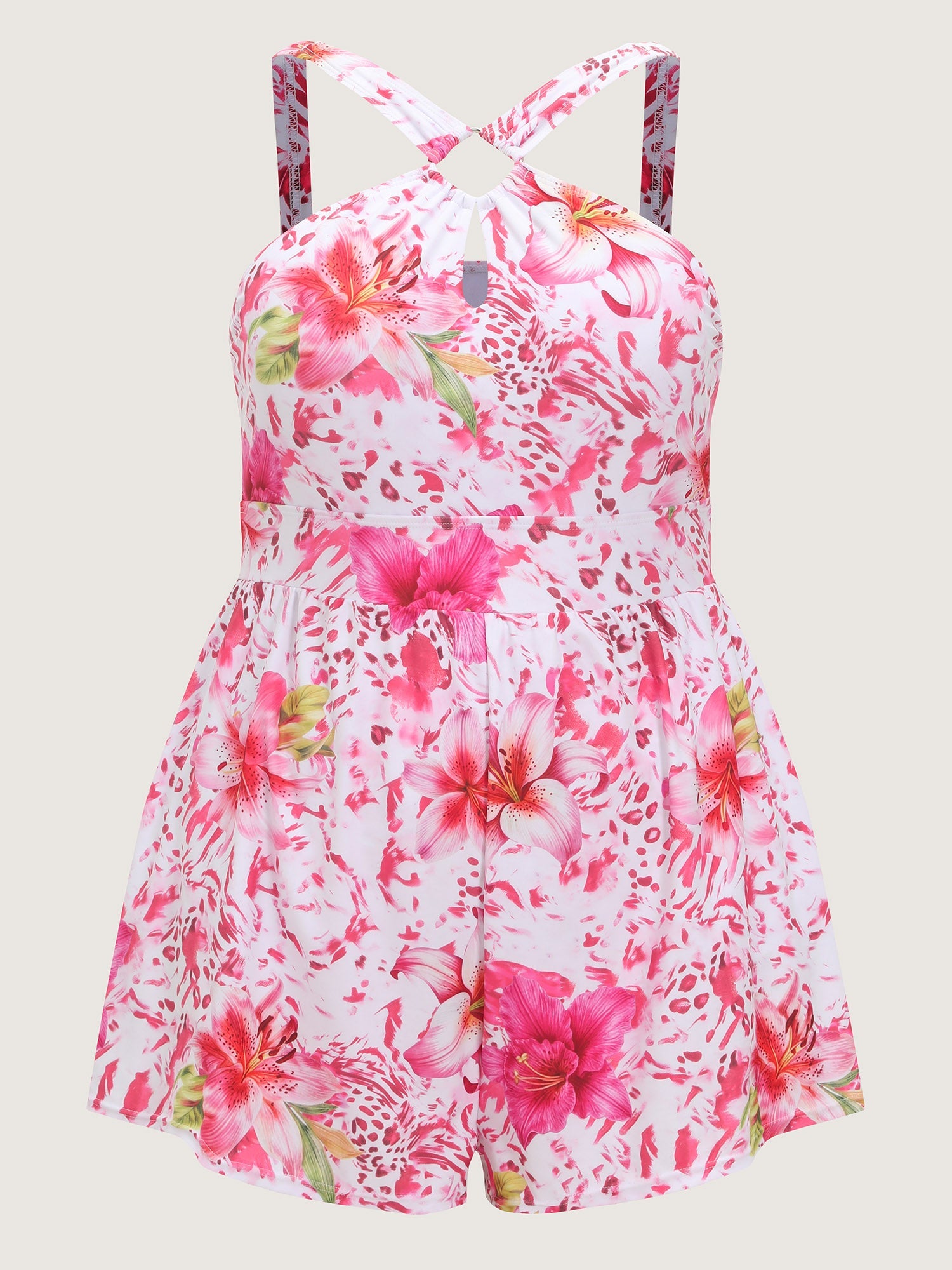 Floral Confidence Halter Neckline One-Piece Swim