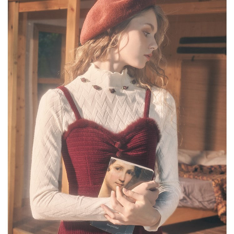 Vintage Romantic Rose Knitted Top