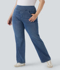 FlexTM High Waisted Pockets Washed Casual Bootcut Plus Size Jeans