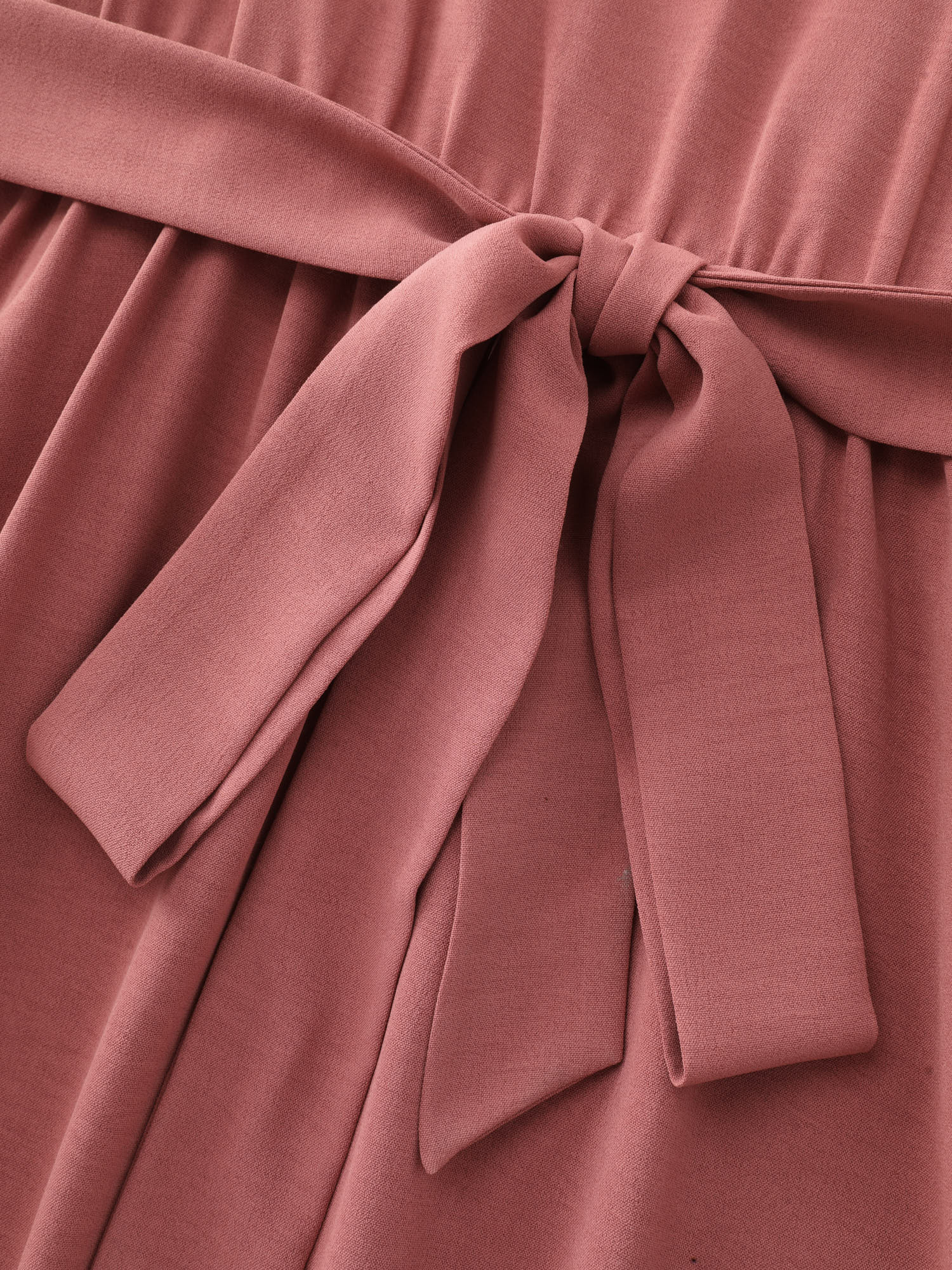 Knotted Shoulder Detail Waist-Tie Midi Dress