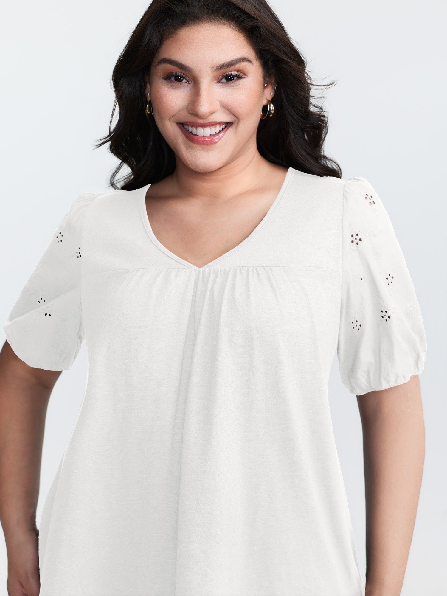 Cotton Slub Textured Embroidered Knit Top