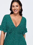 Polka Dot Print Pockets Flowy Midi Dress