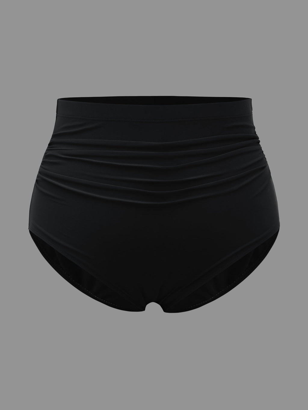 High Rise Ruched Plain Bikini Bottoms