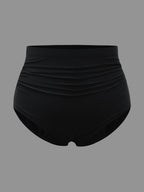 High Rise Ruched Plain Bikini Bottoms