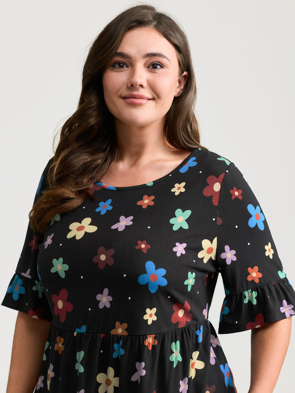 Floral Print Stretchy Knit Top