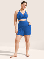 High Rise Pocket Split Side Swim Shorts