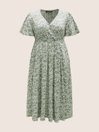 Bloom Dress - Flutter Sleeve Ditsy Floral Pocket Split Maxi Dress