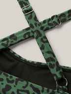 Leopard Print Color Contrast One-Piece Swimsuit
