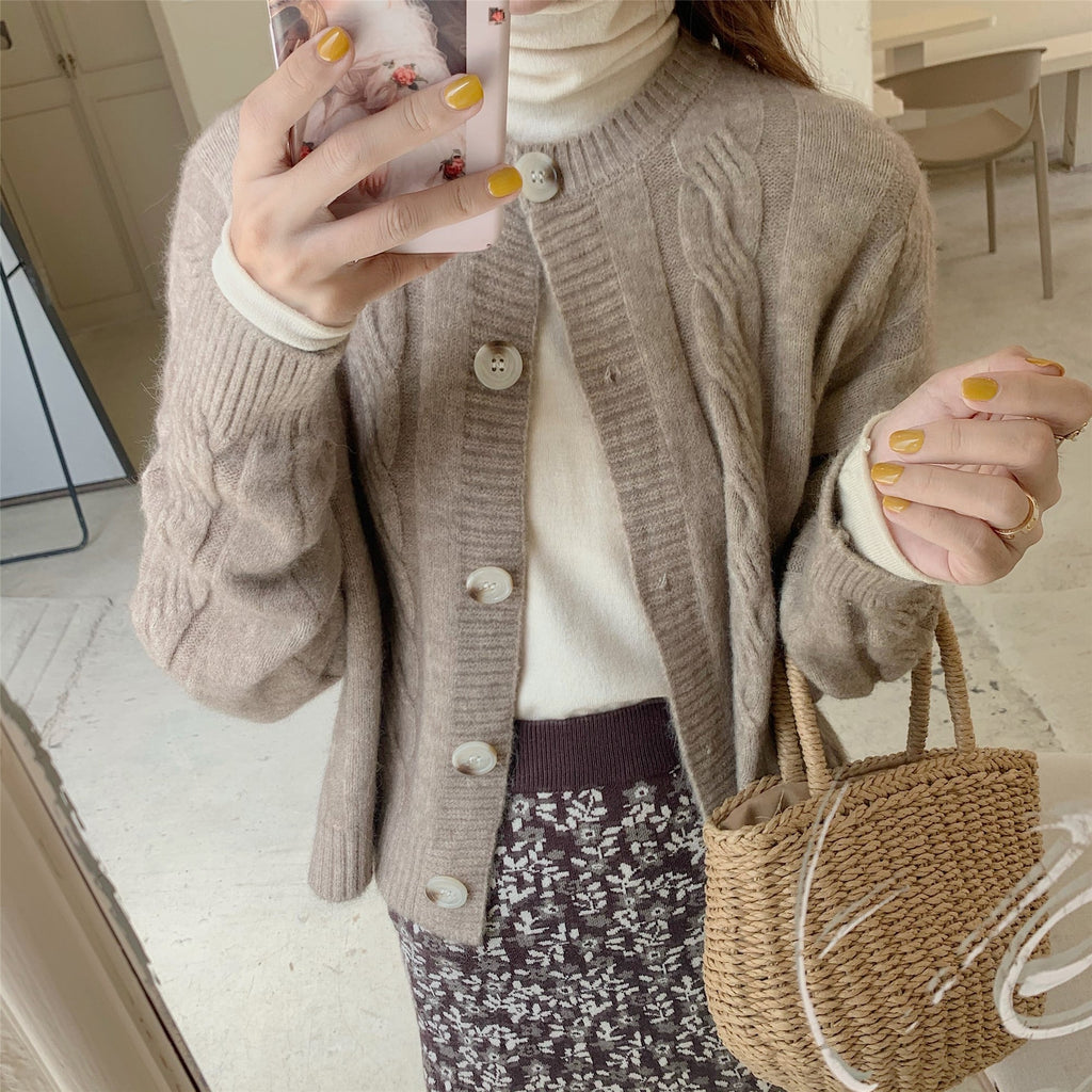 Cute Wool Blend Sweater Cardigan