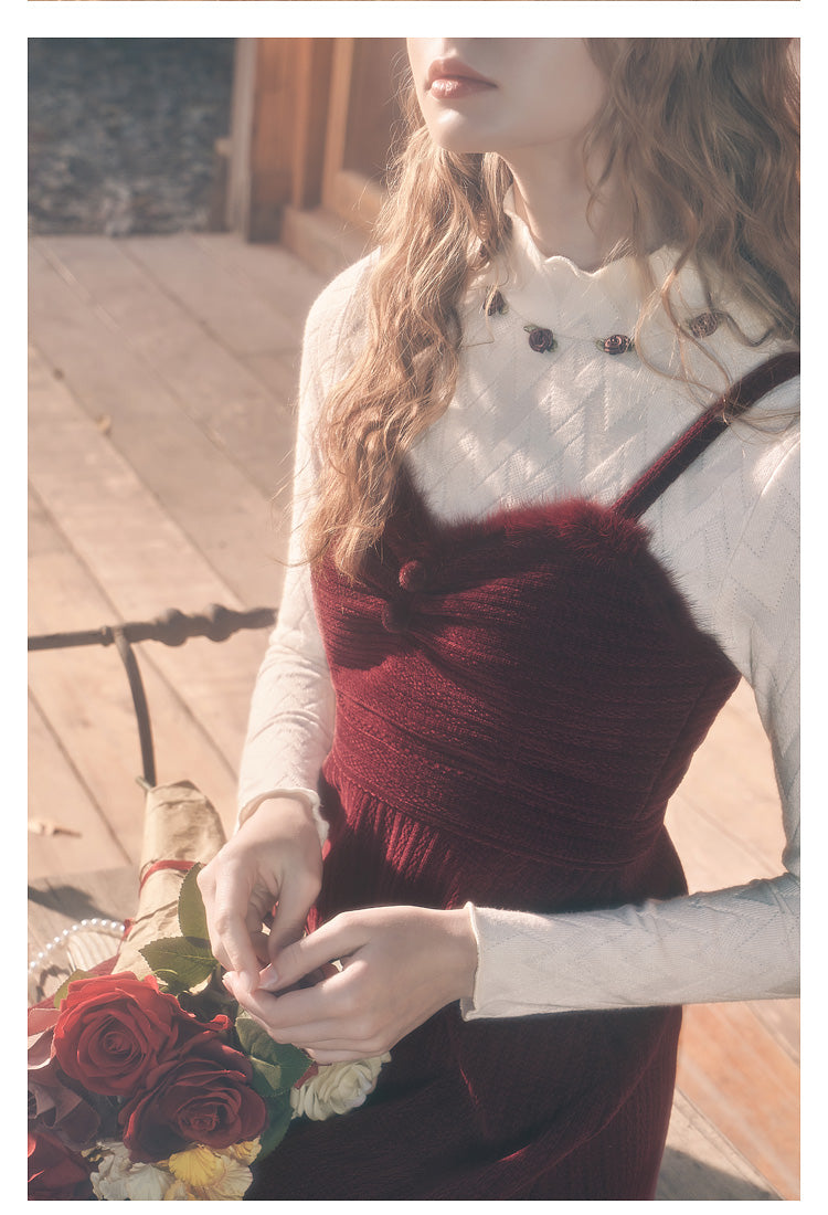 Vintage Knitted Top & Red Dress Set