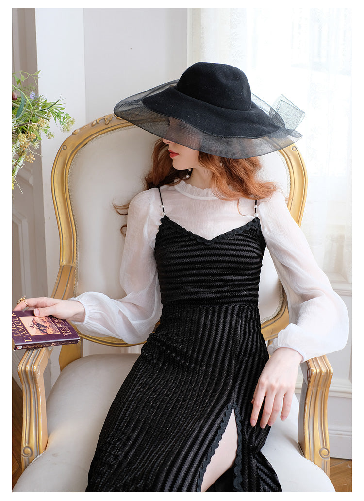 Chiffon Top & Velvet Slip Dress