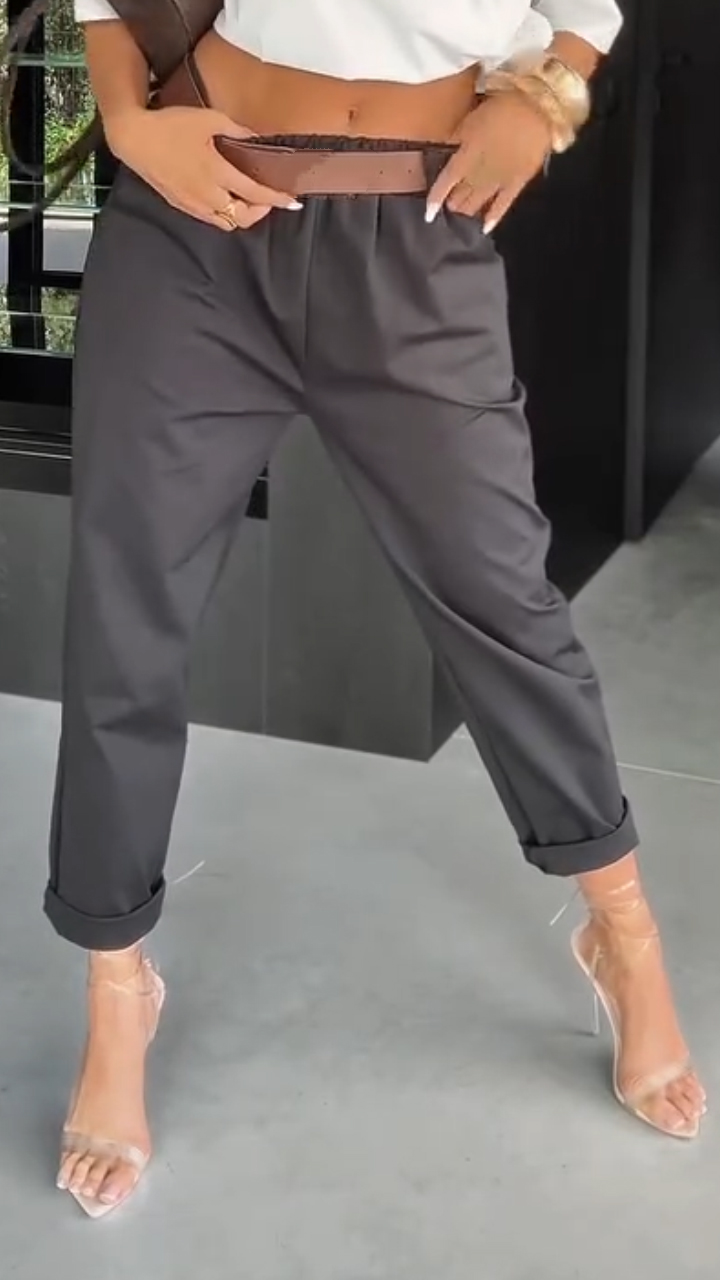 Ladies Solid Color Casual Pants