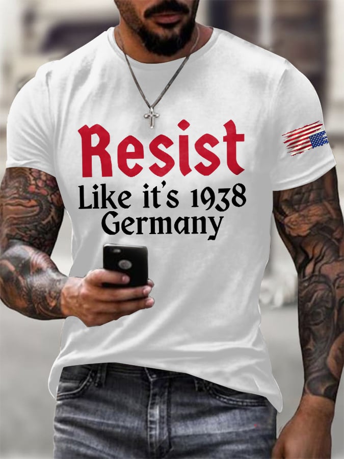 Men's Retro Resist Like It's 1938 Germany Print T-Shirt