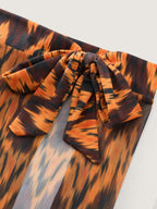 Sarong Geometric Print One-Piece Swim Set