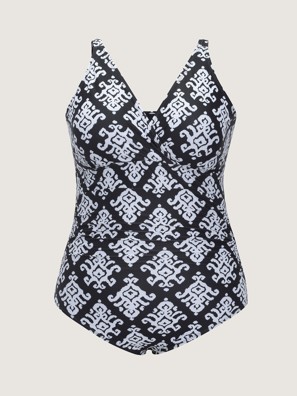 Geometric Print Waist-Tie One-Piece Swim