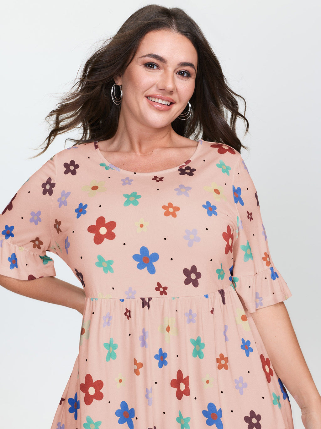 Floral Print Stretchy Knit Top