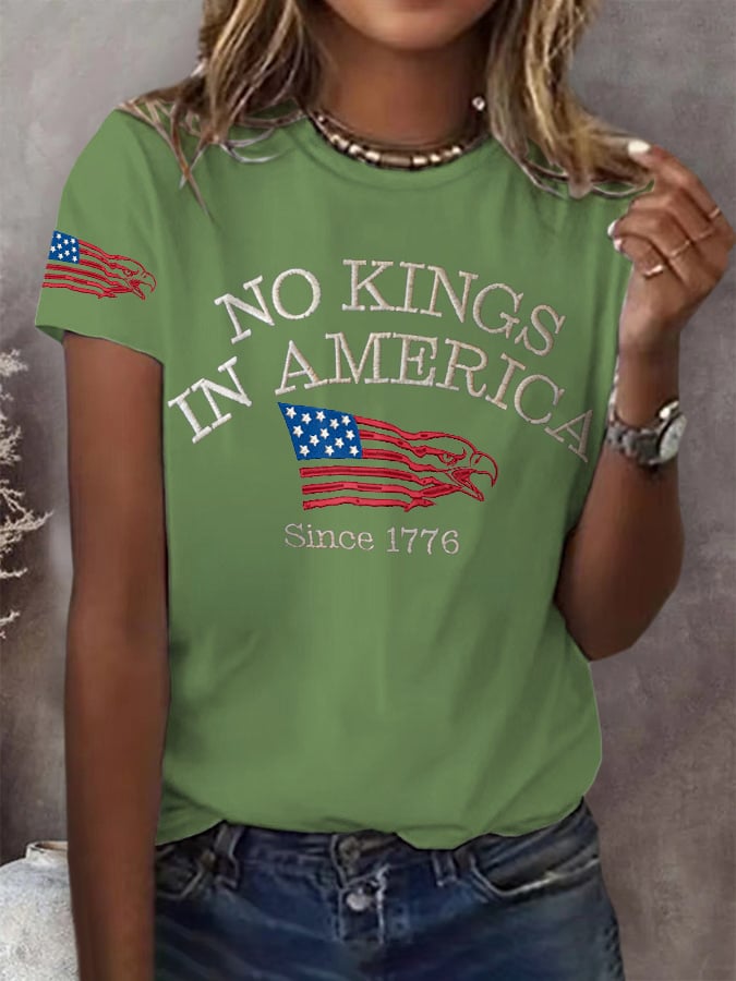 🔥Buy 3 Get 15% Off🔥Retro Retro No Kings In America Since 1776 Print T-Shirt