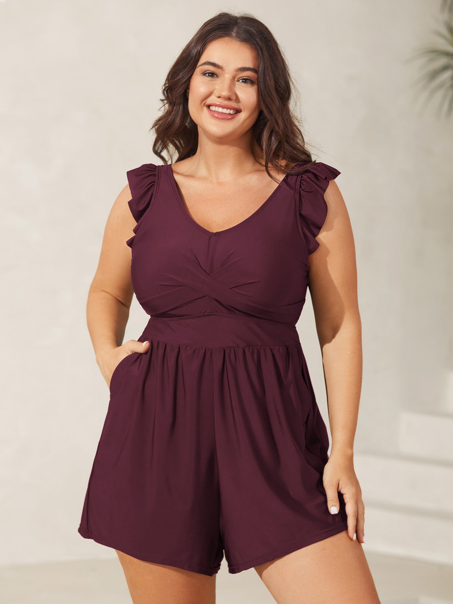Twist Front Ruffled One-Piece Swimsuit