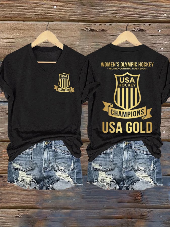 Women's Ice Hockey Print Casual T-Shirt
