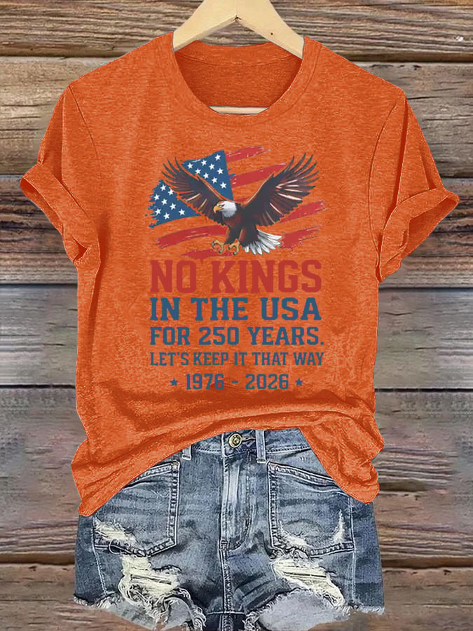 🔥Buy 3 Get 15% Off🔥Women's  No Kings USA Patriotic Tee ,250 Years of Democracy printed T-shirt