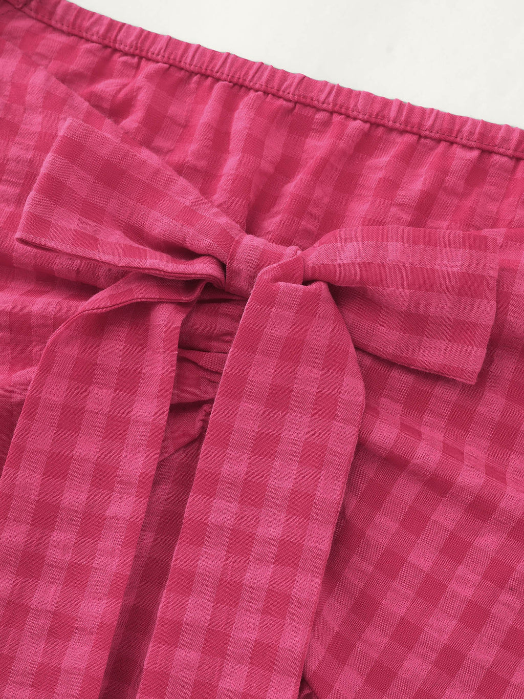 Gingham Print Bow Tie Front Blouse