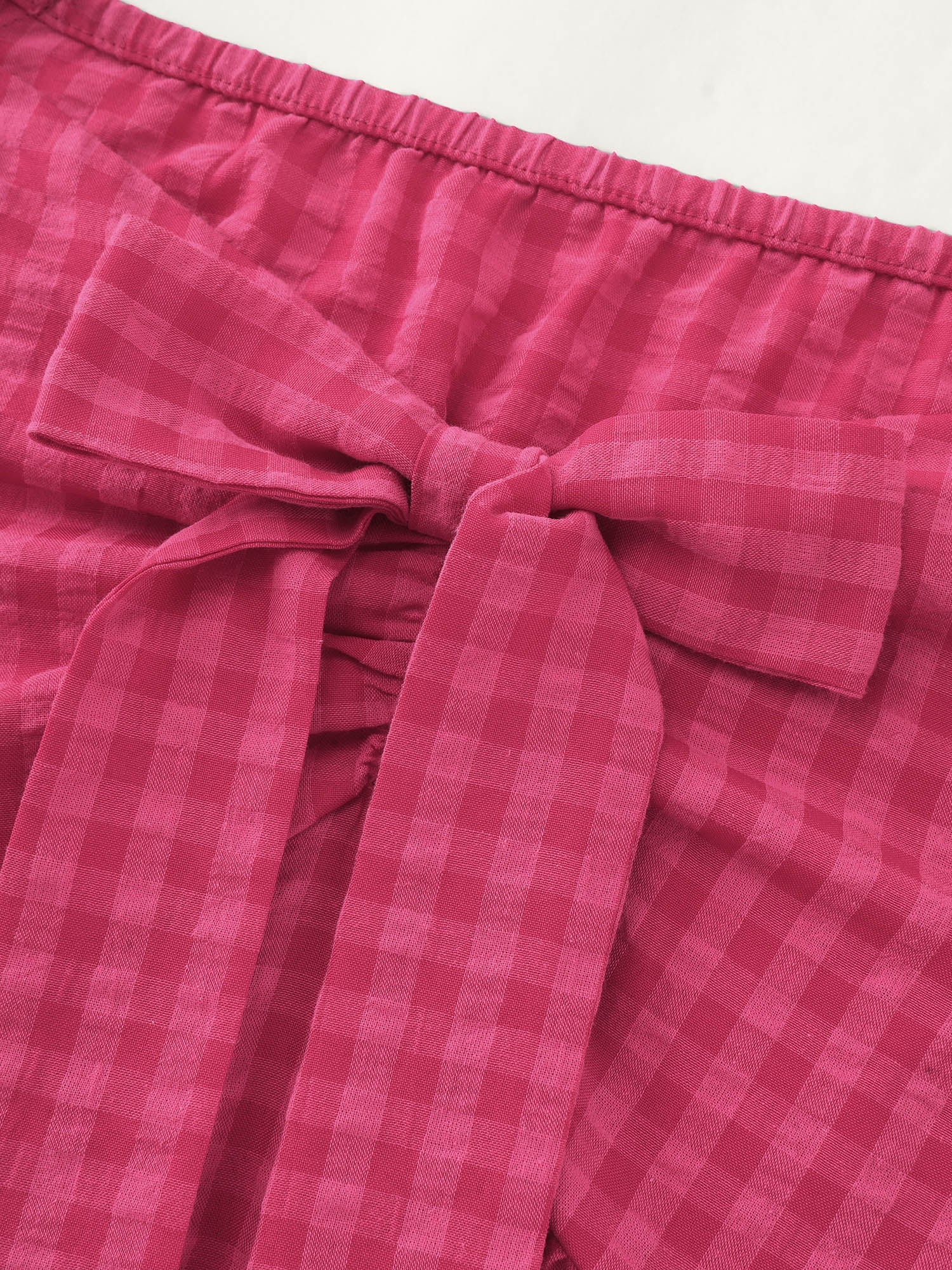 Gingham Print Bow Tie Front Blouse