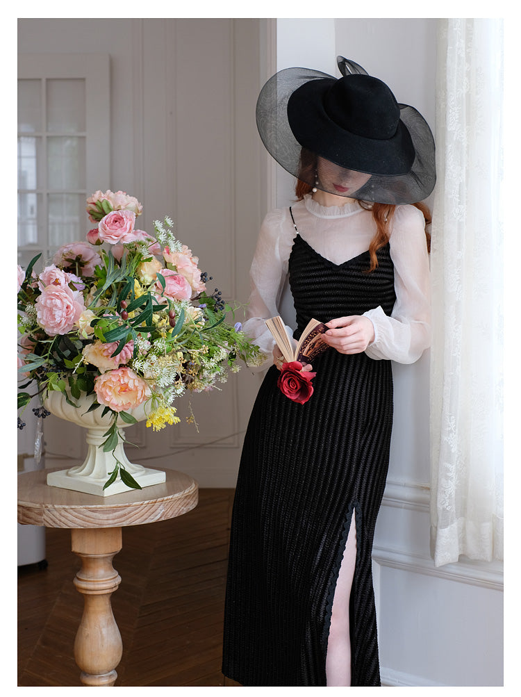 Chiffon Top & Velvet Slip Dress