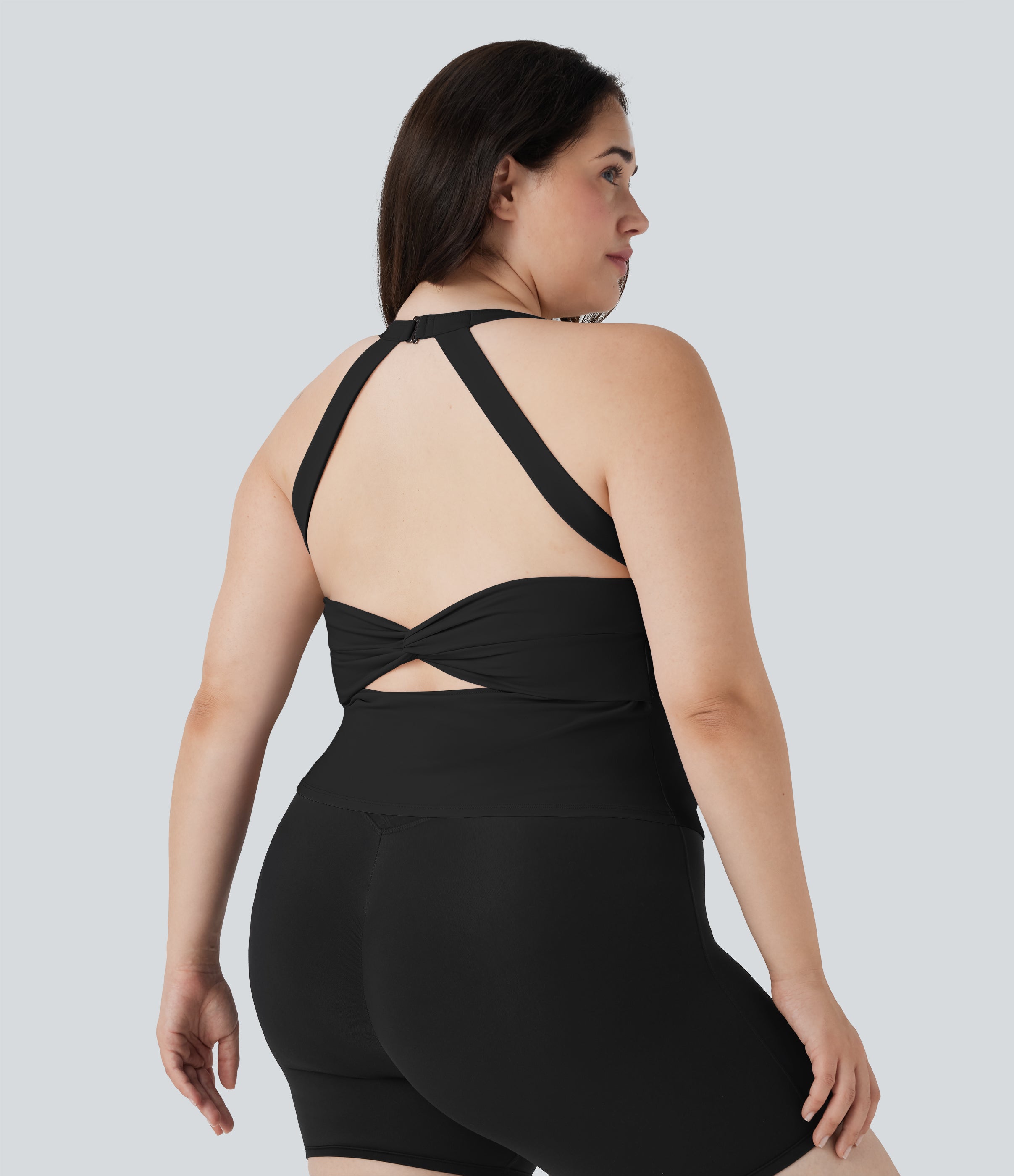 SoftlyZeroTM Plush Cut Out Yoga Plus Size Tank Top
